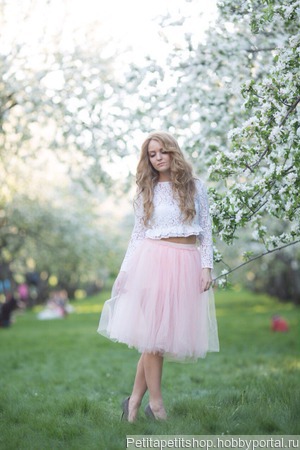 Фатиновая юбка нежно розового цвета ручной работы на заказ