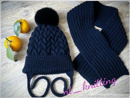 Комплект шапка + шарф ручной работы на заказ
