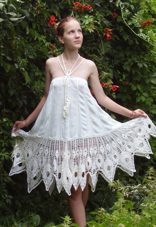 Вязаный сарафан-юбка "Лунная фея" ручной работы на заказ