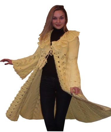 Вязаное  пальто «Песня лимонного ветра» ручной работы на заказ