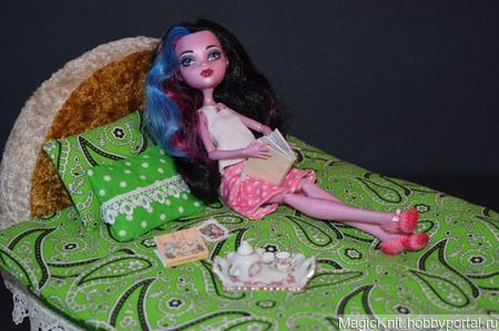 Постельное белье для Барби "Зеленая свежесть" ручной работы на заказ