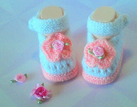 Пинетки-туфельки "Розовые розы" ручной работы на заказ
