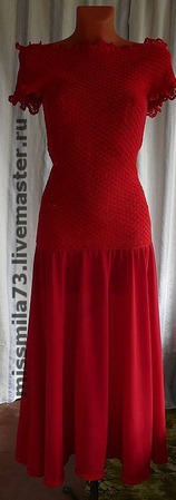 Платье комбинированное (вязание+шитье) "All red" ручной работы на заказ