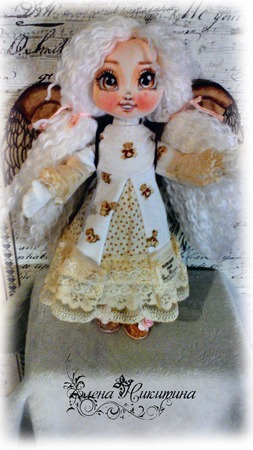 Куколка - ангел Софи и мишка- Карамелька ручной работы на заказ