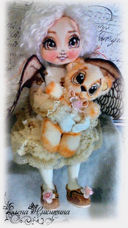 Куколка - ангел Софи и мишка- Карамелька ручной работы на заказ