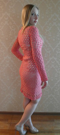 Коралловое платье ручной работы на заказ