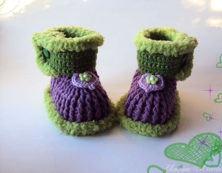Пинетки-сапожки фиолетовые для девочки ручной работы на заказ