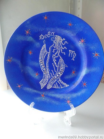 Декоративная тарелка "Зодиак Дева" ручной работы на заказ