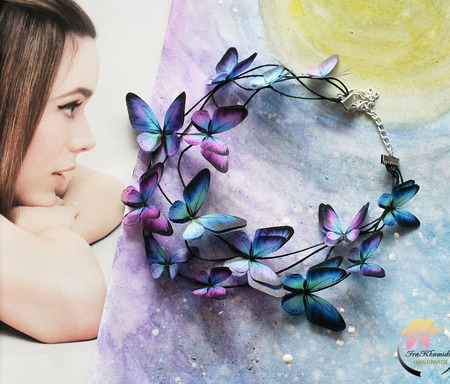 Колье "Cosmic butterfly"колье с бабочками ручной работы на заказ