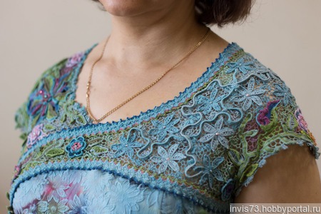 Платье 50 оттенков голубого ручной работы на заказ