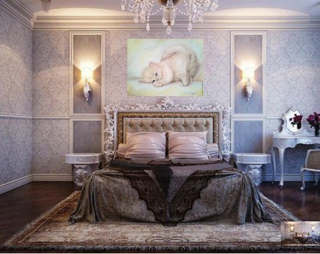Картина " Как перышко..." )) кот в спальню пастель нежный бежевый ручной работы на заказ