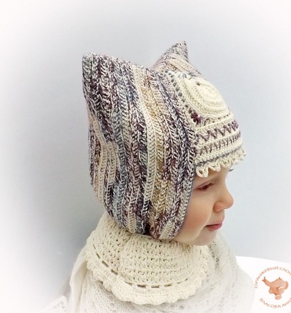 Детская теплая вязаная шапка для девочки Узорная зима ручной работы на заказ