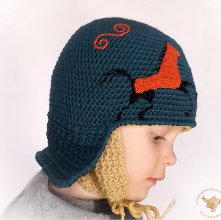 Вязаная детская шапка для мальчика, двойная шапка-шлем для мальчика Конек-горбунок ручной работы на заказ