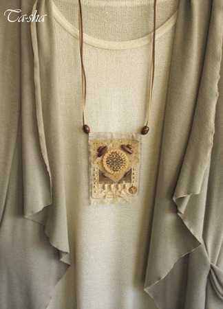 Кулон из ткани "Кофемания" бохо этнический подвеска коричневый ручной работы на заказ