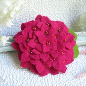 Брошь цветок "Гортензия фуксия" украшение малиновое