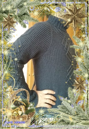 Описание со схемами к мужскому свитеру с узором Зигзаг ручной работы на заказ