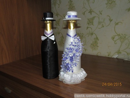 Украшения для свадебных бутылок ручной работы на заказ