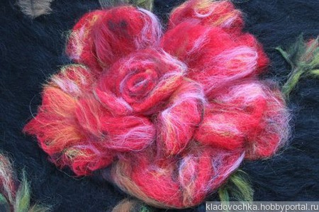 Интерьерная картина из шерсти "Роза" ручной работы на заказ