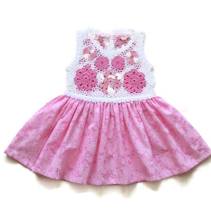 Платье из хлопка для новорожденной девочки Цветочки ручной работы на заказ