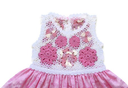 Платье из хлопка для новорожденной девочки Цветочки ручной работы на заказ