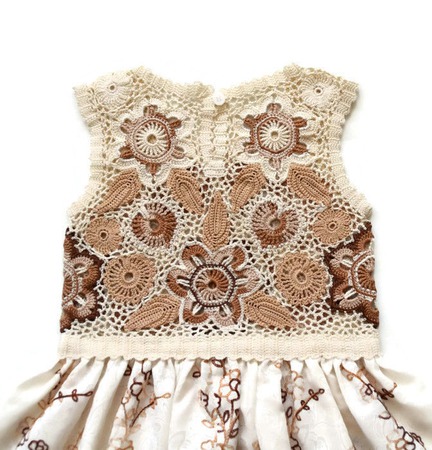 Платье из хлопка для девочки Белый шоколад ручной работы на заказ