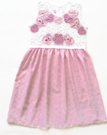 Платье из хлопка для девочки Бабочки - цветочки ручной работы на заказ
