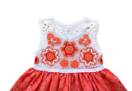 Платье из хлопка для девочки Оранжевое лето ручной работы на заказ
