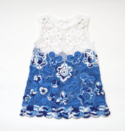 Платье из хлопка для девочки Гжель ручной работы на заказ