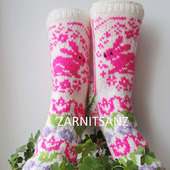 Носки "Зайчик и цветы" подарок женщине девушке на 8 марта