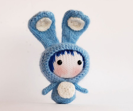 Мастер-класс "Маленькая куколка Голубой Зайка из серии Tanoshi" ручной работы на заказ