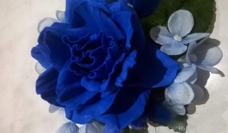 Заколка синяя роза ручной работы на заказ