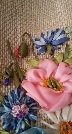 Сумка, вышитая лентами Полевые цветы ручной работы на заказ