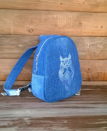 Рюкзак джинсовый женский Owl ручной работы на заказ