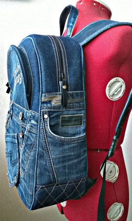 Рюкзак мужской джинсовый "Double Damage" ручной работы на заказ