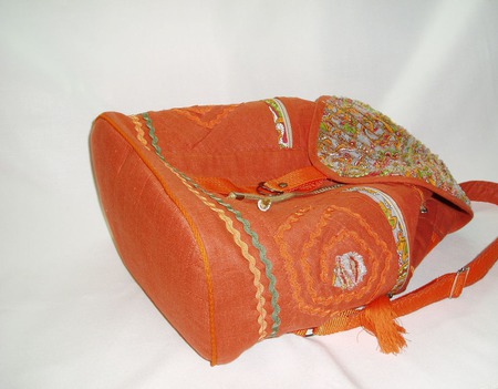 Рюкзак льняной "Оранжевое настроение" ручной работы на заказ