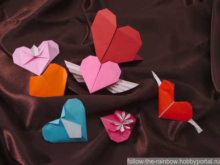 Валентинки-оригами, открытки-оригами ручной работы на заказ
