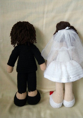 Вязаные куклы жених и невеста. ручной работы на заказ