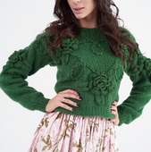 Модный вязаный свитер Цветы ручной работы