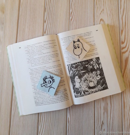 Фетровые закладки-уголки для книг "Муми-тролли" ручной работы на заказ