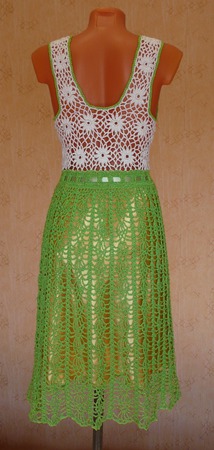 Платье ажурное крючком "Луговые ромашки" ручной работы на заказ