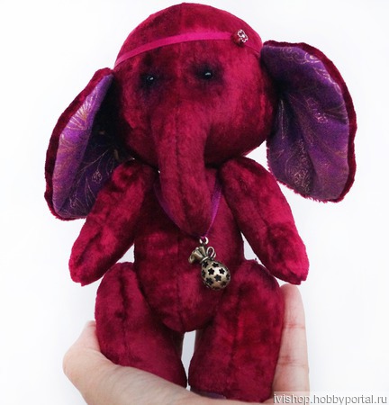 Тедди слоник "Малинка" + подарок текстильное сердце ручной работы на заказ