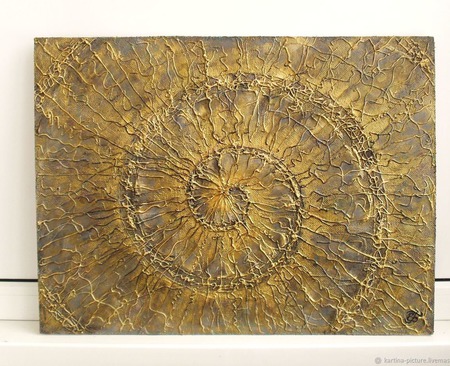 Картина абстракция Золотая спираль современный стиль контемпорари ручной работы на заказ