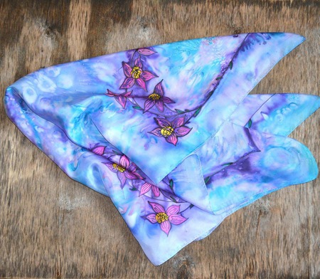 Платок шелковый батик натуральный шелк туаль, ручная роспись, подарок ручной работы на заказ