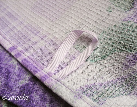 Полотенце кухонное "Сиреневое чудо"с лавандой вафельное фиолетовое ручной работы на заказ
