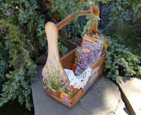 Короб, корзинка для кухни, дачи " Лавандовый сад  " ручной работы на заказ