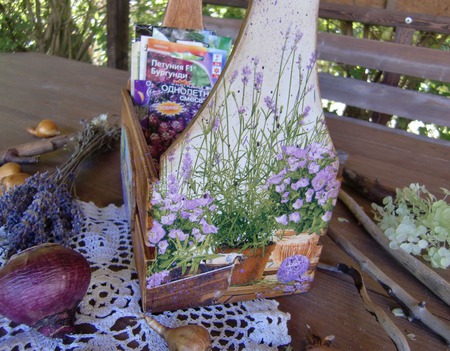 Короб, корзинка для кухни, дачи " Лавандовый сад  " ручной работы на заказ