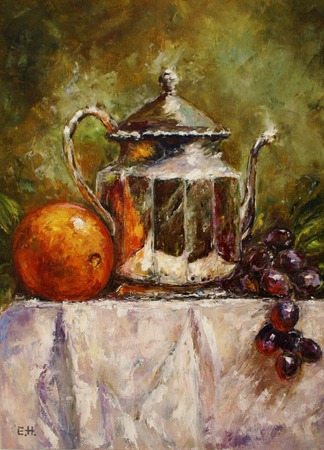 Картина маслом Апельсин и виноград ручной работы на заказ
