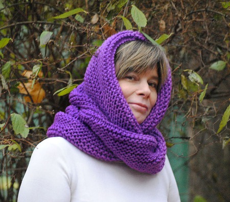 Снуд-шарф фиолетовый  "Флокс" ( полушерсть) ручной работы на заказ