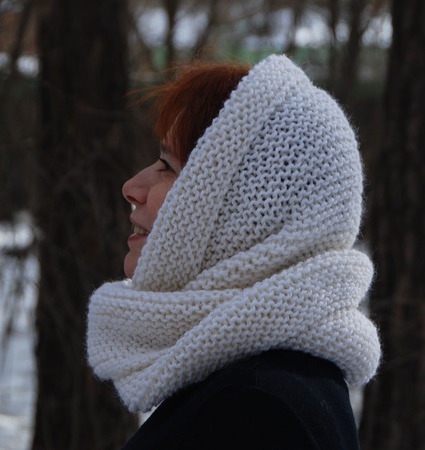 Снуд- шарф белый "Первый снег" (шерсть) ручной работы на заказ