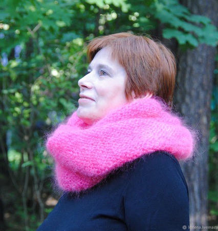 Снуд-шарф "Розовое облако" (мохер с акрилом) ручной работы на заказ